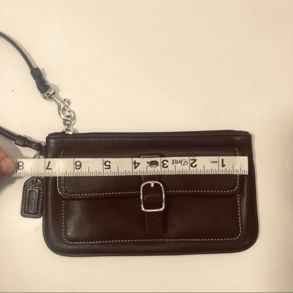 Coach black leather wristlet mini clutch bag